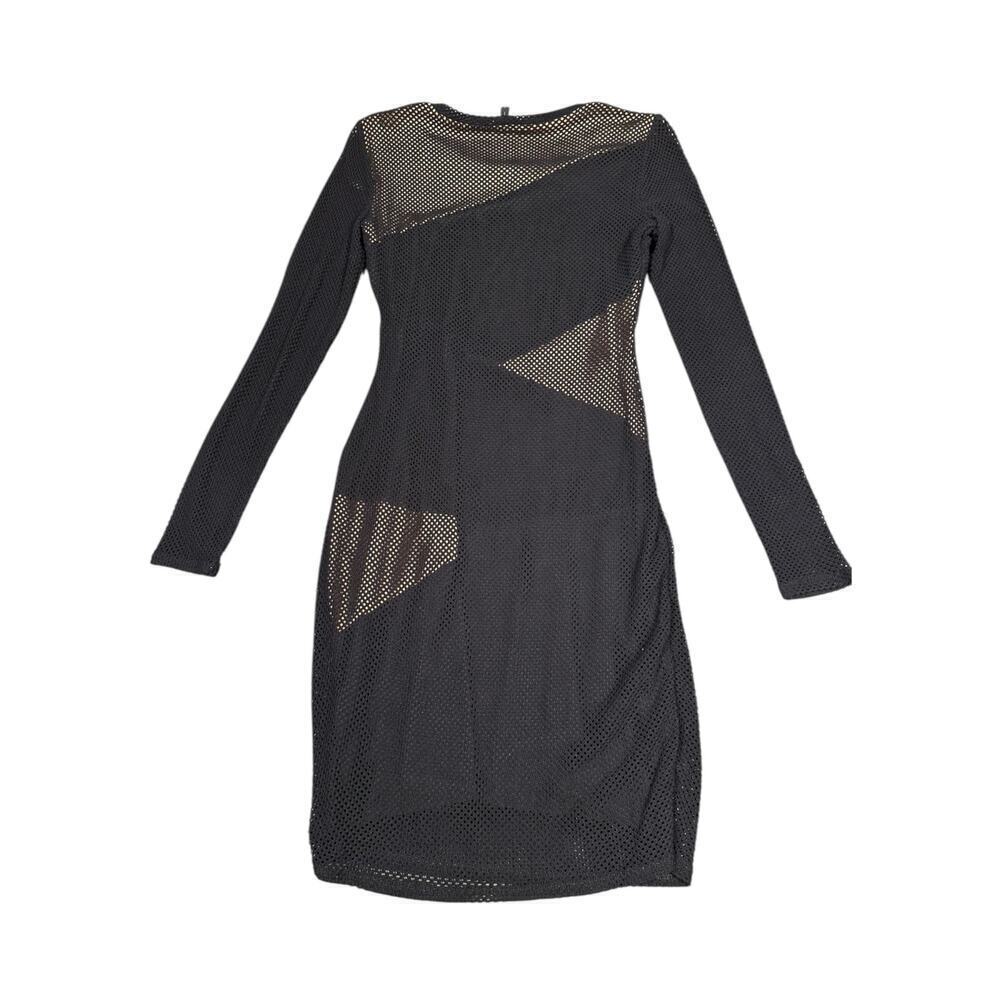 BCBGMAXAZRIA Black Mesh Long Sleeve Dress Size S - Picture 5 of 7